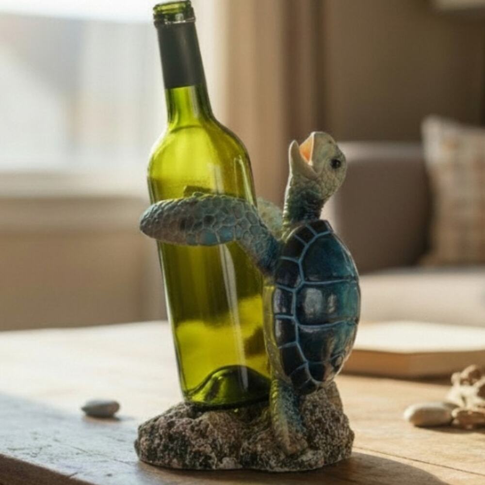 Sea Turtle Wine Bottle Holder Ceramic Heavy Unique